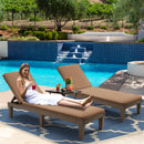 EROMMY Outdoor Chaise Lounge Chairs Set of 2, All-Weather Patio Loungers with Removable Cushions & Wooden Texture Design-Erommy